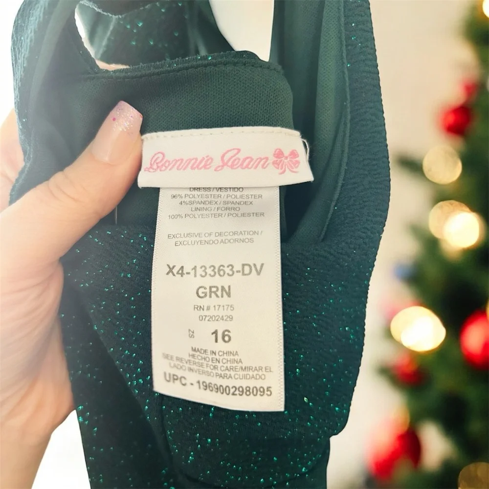 Bonnie Jean Glittery Green Dress - Picture 4 of 4
